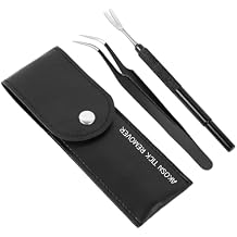 AKOSN Premium Tick Removal Tool - Stainless Steel Flea Remover for Pets Dogs Cats Humans -Safe Tick Control Puller &Precision Fine Point Tweezers to Completed Remove All Size Ticks, 1 Set