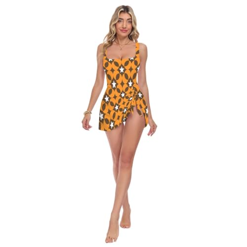 Maillot de bain une pièce femme col carré motif lune chic