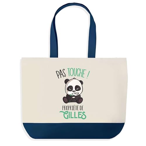 Sac de shopping bleu Gilles Pas Touche Panda Planetee grand sac de course