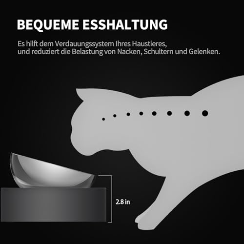 PETKIT CYBERTAIL Katzen Erhöhte Schüssel Edelstahl, Gekippter Hund Katzen Erhöhte Futternäpfe Lebensmittelqualität, rutschfeste No Spill Haustier Fütterungsschalen für Katzen und Kleine Hunde