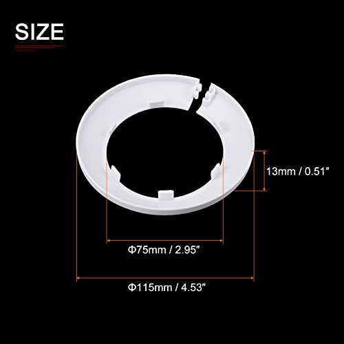 DTGN 115x13mm(DxT) Pipe Cover Decoration - 6Pack - Good for Bathroom Kitchen 75mm Dia Pipe - PP Plastic Escutcheon - White - Image 2