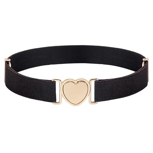 Waist Belt, Elastic Waist Belt for Girls Kids Decorative Waist Cincher Heart Shaped Buckle Adjustable Dress Waistband for Children