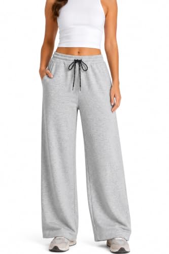 Image of Stylbase Women's Wide Leg Track Pants - Elastic Drawstring Waist - Soft Breathable Cotton Cambric Relaxed Fit Lounge & Travel Trousers for Women & Girls