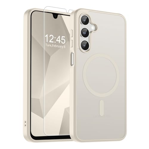 Image of SUPFINE Magnetic for Samsung Galaxy A16 5G Case with Screen Protector, (Built-in Magnets) (Military Grade Drop Protection) Slim Translucent Shockproof Phone Case,Stone