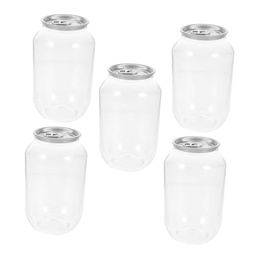 FUNNETOYU 5個 入り透明プラスチック果汁ボトル 大容量密閉キャップ付き 飲み物保存用再利用可能ジュース容器 フルーツジュースや水用