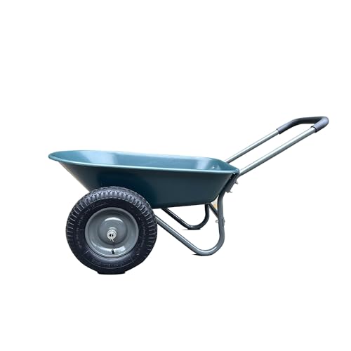Crevyteg Brouette de Jardin Robuste à Double Roue avec béquille – Chariot Utilitaire pour extérieurérieur, pelouse et Jardin, Transport Facile d’Outils...