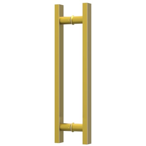 Image of 16 inch Titanium Gold Square Barn Door Pull Handle Double Sided | Heavy Duty 304 Stainless Steel, 11-6 /8 inch Hole Spacing, Fits 3 /4 inch-2 inch Thick Barn, Front Entry, Sliding & Exterior Doors