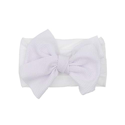 HUBA Neugeborenen Kleinkind Baby Mädchen Einfarbig Stirnband Haarband Baby-Turban Stirnbänder elastische Kappe behör Kopfbedeckungen(0-24Monate) (Weiß, 1 PC) Cover