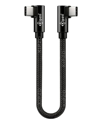 Image of Black Type C to Type C Nylon braided 90 Degree right angle L shape USB-C small Data cable Fast Charging dash warp mini short power bank for Samsung one plus 60W s22 fold flip M34 max 15 16 4a