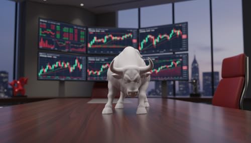 Image of Stock Market Bull Statue Showpiece for Office Desk, Bull Figurine, Share Market Decor, Gift for Traders Investors, Wealth Symbol (White)