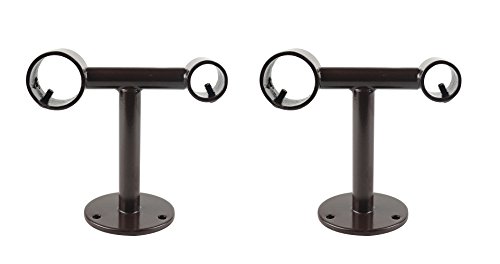 Urbanest Set of 2 Double Ceiling Brackets for Curtains, Fits 1-inch Front and 5/8-inch Back Rod, Bronze