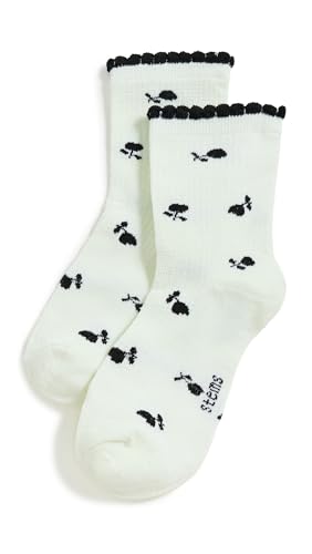 Women's Flower Ribbed Crew Socks