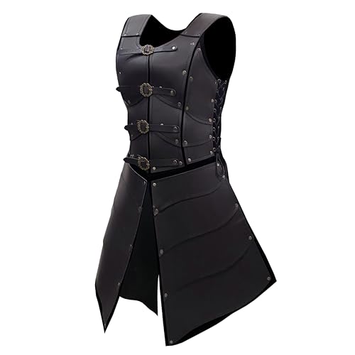 Deluxe Medieval Chest Armor Viking Warrior Adjustable Leather Armour Breastplate Costume for LARP Party Halloween Cosplay (Women Armor Black)