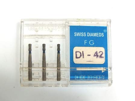 ADDLER DENTAL DIAMOND BUR DI-42 HEAD SIZE 1.4 MM FG AIR ROTOR SWISS DIA PREMIUM BURS. EXCELLENT DIAMOND GRAINS FOR HIGH SPEED ROTOR. PACK OF 3 BURS DOUBLE INVERTED