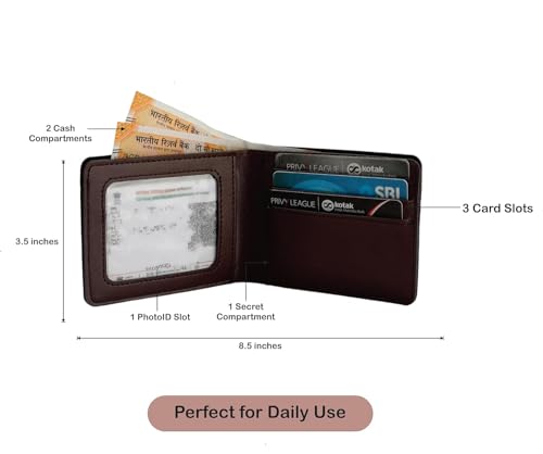 Image of Men's Leather Wallet Name Leather Wallet for Mens - Customise Printed on Wallets - Brown