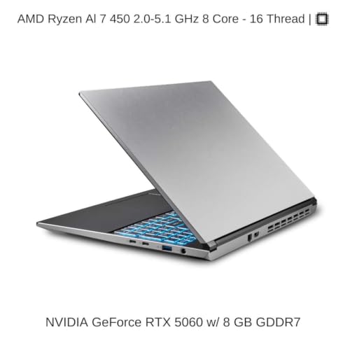 Image of HIDevolution [2026] EVOC High Performance Systems V5604A (V560GNN) 16 inch QHD+ 300Hz, 2.0 GHz Ryzen AI 7 450, RTX 5060, 64 GB DDR5 RAM, 8 TB PCIe SSD, Windows 11 Pro
