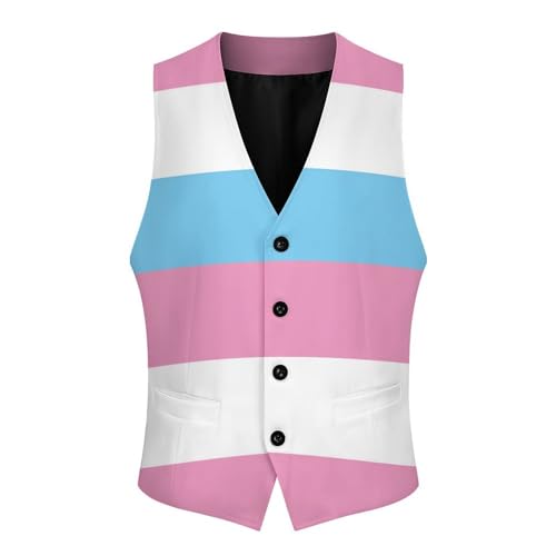 Bigender Pride Flag Men's Suit Vest Slim Fit V-Ncek Waistcoat Business Casual Vest4