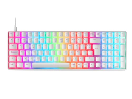 Mars Gaming MKULTRA, Tastiera Meccanica RGB Bianco, Compatta 96%, Switch Outemu SQ Blu, Lingua Francese