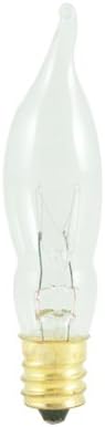 25 PACK -- Bulbrite 7.5CFC/15/3 7.5W Flame Candelabra Tip Chandelier Bulb, Clear