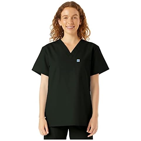 SPECTRUM UNIFORMS Scrubs Top Doctor & Nurse Coat Yoga Unisex V-Neck Ideal for Medical Professionals Hospital and Lab Workwear Black Cover