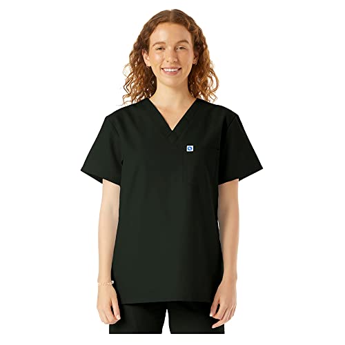 SPECTRUM UNIFORMS Scrubs Top Doctor & Nurse Coat Yoga Unisex V-Neck Ideal for Medical Professionals Hospital and Lab Workwear Black