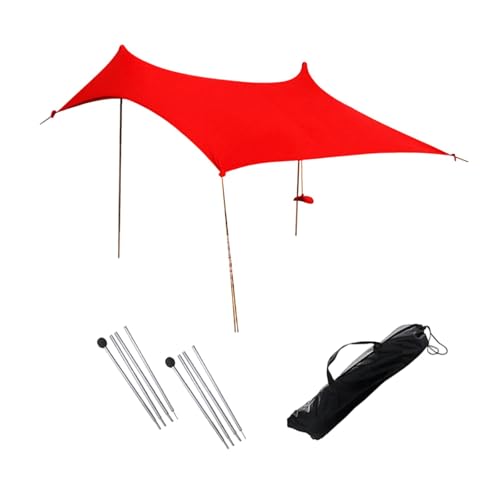 Menolana Beach Tent Portable Awning Simple Setup Heat Insulation Windproof Rope Sun Protection Suitable for Fishing Picnic Family, Red
