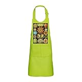 Dimensions: 47 x 64 cm Fabulous Tablier Enfant 2 Poches Cuisine Vert Planche Corail Gravure Ancienne Dessin Biologie - Haut de gamme