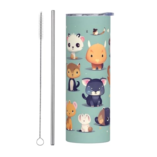QAZWZML Taza de viaje de acero inoxidable con un cuerpo recto impreso adecuado tanto para bebidas frías como calientes