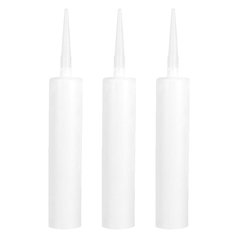 DOITOOL Empty Caulk Tubes 3Pcs Refillable Sealant Cartridge for Diy Home Repair 13.00In Silicone Mastic Tubes with Pointed Tip for Smooth Application