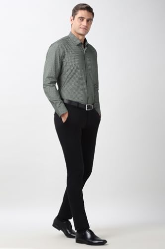 Image of Peter England Men's Formal Shirt with All-Over Print - Cotton, Full Sleeves, Regular Fit