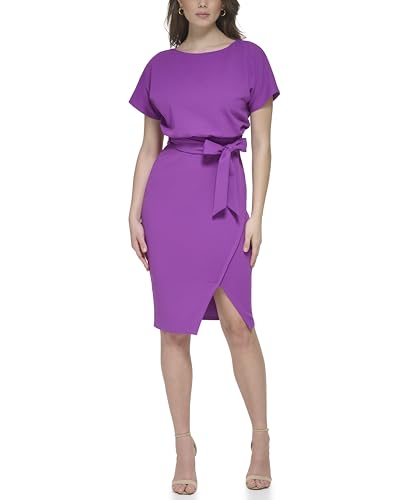 Image of Kensie Womens Short Sleeve Tie Waist Midi Dress