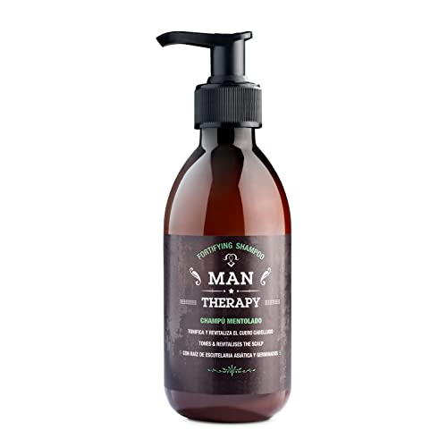 Grupo Almagro Glossco, Man Therapy Fortifying Shampoo, Champú para Hombre, Efecto Antioxidante, Fortifica y Revitaliza el Cabello, con Raíz de Escutelaria, Libre de Parabenos y Siliconas, 250 ml