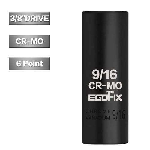 Image of 3 /8 inch Drive Deep Impact Socket, 9 /16 Inch SAE Socket, CR-MO 6 Point for Easy Removal of Axle Nut
