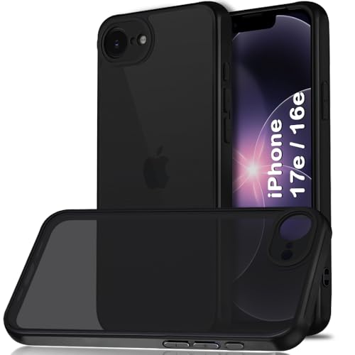 Image of TheGiftKart Hybrid Matte Frosted Translucent Back Cover Case for iPhone 16e / iPhone 17e | Shockproof Design | Camera Protection Module | Hard Back Cover Case (PC & TPU, Frost Black)