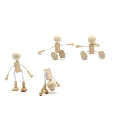 Holz Puppen DIY Malerei Flexible Holz Figur Bemalen Basteln Spielfiguren Handwerk Tischdeko Pädagogisches Spielzeug für Kinder Klienkinder 4 Stück – Bild 4