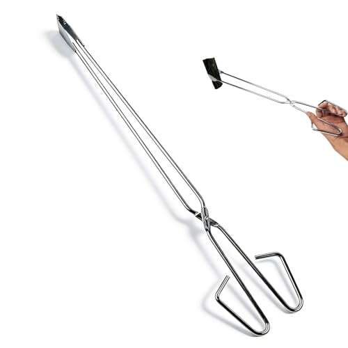 Tissting Pinzas Largas para Parrilla de 55 cm - Pinzas Tijera Extralargas de Acero Inoxidable para Barbacoa, Carbón y Leña, Asas Antideslizantes para Cocina y Exterior