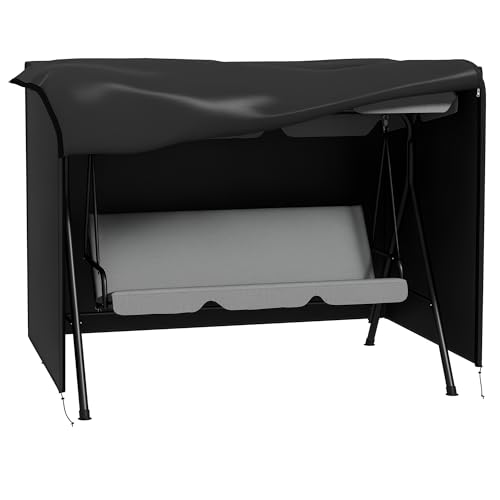 Outsunny Housse de Protection balancelle de Jardin 3 Places bâche étanche dim. 2,05L x 1,24l x 1,64H m Oxford Haute densité 600D Noir