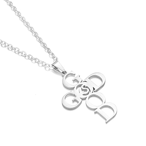 Gott ist gut Kreuz Anhänger Halskette Ostergeschenk Edelstahl Brief Halskette Anhänger Hals Dekoration Geschenk mit Muster Gottes ist gut Geburtstagsgeschenk Grace Schmuck Cover