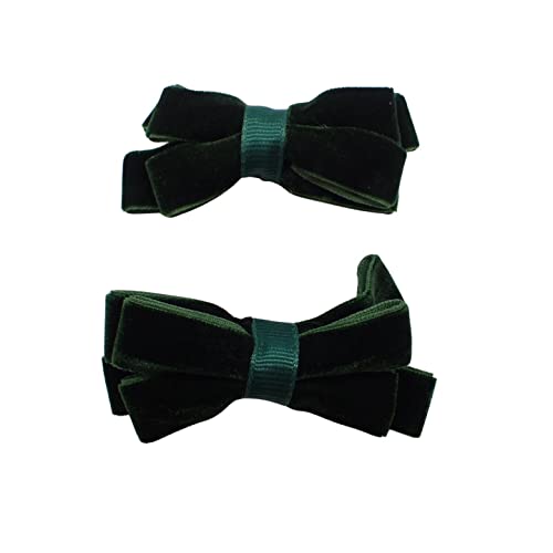 Topkids Accessories 2pc Back to School Velvet Hair Bows Set Stylish Girls Clip-In Hair Bow Accessories Hair Clips School Uniform Hair Slide Girls