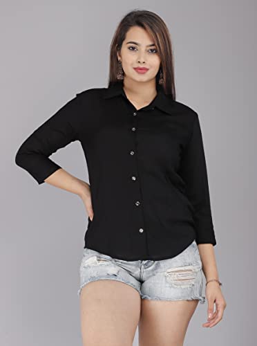 Image of Women Solid Shirt for Office & Casual wear | 3 /4th Sleeves Spread Collar