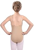 QZSH Women and Girls Camisole Dance Leotard Ballet Seamless Beige Undergarments Dancewear with Adjustable Straps,Age for 8-14 years(8A13)
