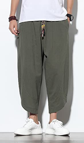 CHARTOU Men's Baggy Drawstring Waist Wide-Leg Loose Fit Lightweight Harem Crop Pants2