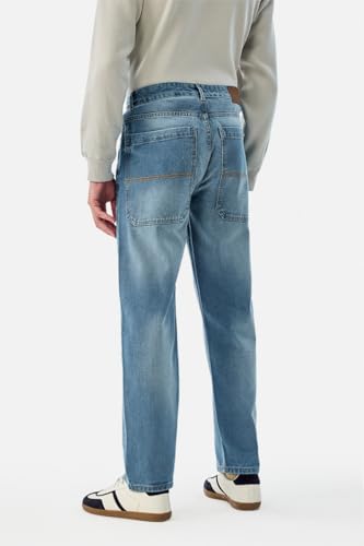 Image of SNITCH Men Jeans for Street Wear | Baggy Fit Washed Pattern Wide-Leg Style | 100% Cotton Non-Stretchable Denim Weave for Ultimate Comfort & Casual Outings