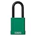 Lockout Padlock, Aluminum, Green, 1/4 in.