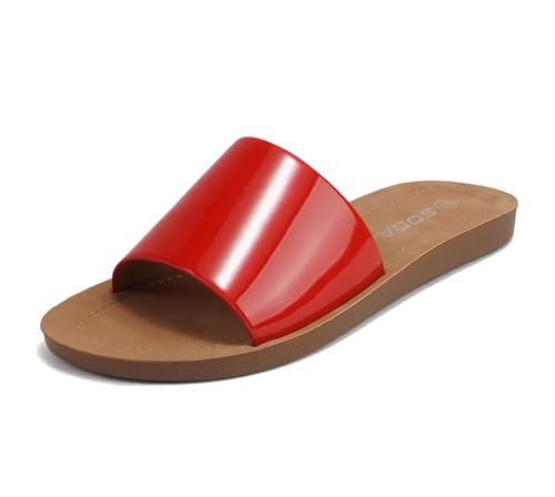 Image of Soda Shoes Efron-S Women Flip Flops Basic Plain Slippers Slip On Sandals Slides Casual Peep Toe Beach