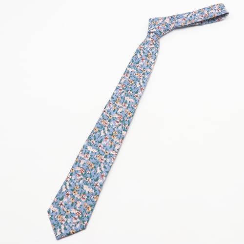 Image of Cotton Floral Ties for Men 2.76 inch Men's Skinny Tie Linen Flower Printed Neck Tie for Wedding Dating Party