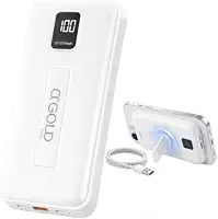 Power Bank Magnético 10000mAh, Carregador Portátil Turbo sem Fio – Bateria Externa com Suporte Dobrável, Display Digital, USB-C e Carregamento Ultra Rápido para iPhone e Android