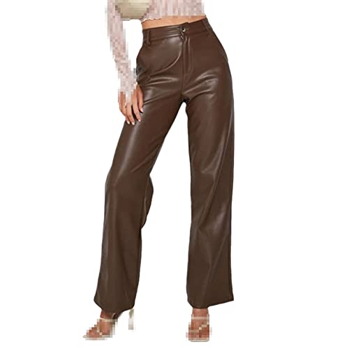 Pantalon en cuir pour femme taille haute coupe slim droite mode streetwear automne hiver M