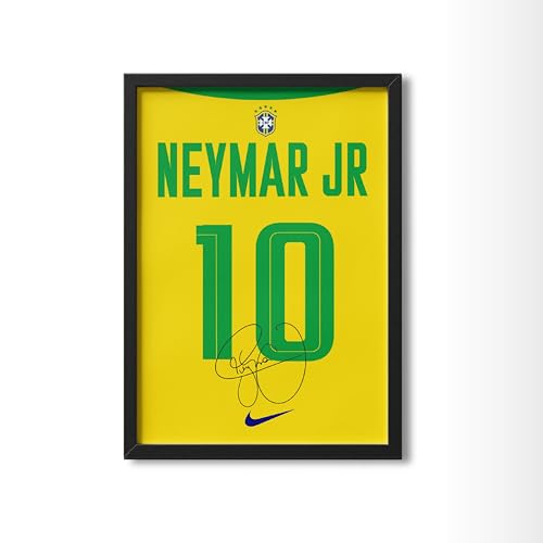 Image of Posternet Neymar-Inspired Football Jersey Poster Frame | Yellow No.10 Sports Wall Art | Premium Framed Football Fan Decor for Bedroom, Living Room, Gaming Room & Office | 8.3 x 11.7 Inch