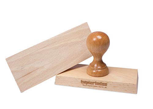 Houten stempel met grote stempelplaat met eigen tekst, 14 x 5 cm, voor adressen of motieven - adresstempel, tekststempel… - Image 3